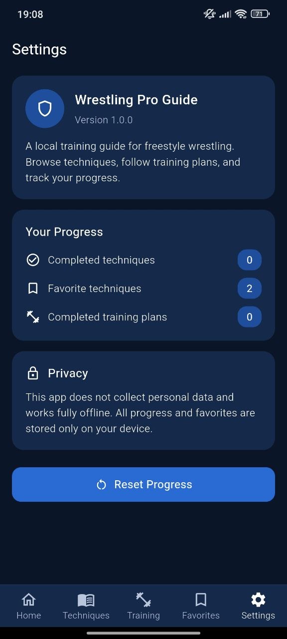 Settings screen